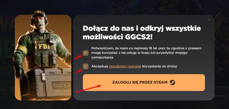 Krok 2 aktywacji kodu GGDrop